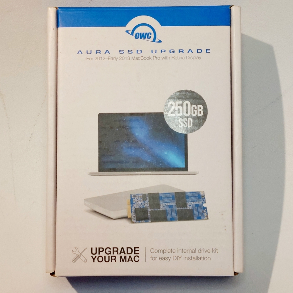 OWC Aura 250gb SSD internal upgrade for 2012 MacBook Pro w Retina, NWT